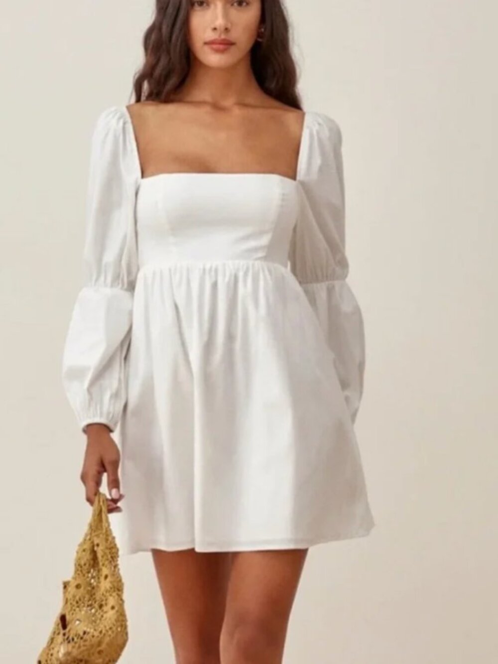 Reformation Michaela Babydoll Mini Dress White Size 4